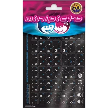 Nálepky na klávesnicu Kolm Lõvi Minipicto, estónske/ruské, čierna/biela/modrá (KB-UNI-EE02-BLK-BLUE)