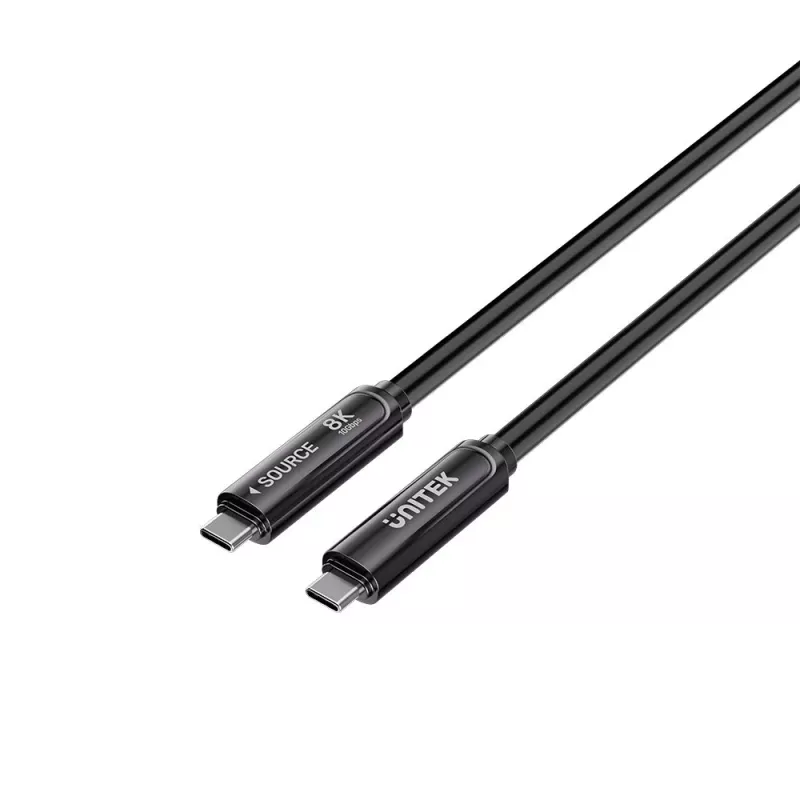UNITEK USB-C aktívny optický kábel 10m 10Gbps PD60W 8K@30Hz čierny
