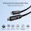 UNITEK USB-C aktívny optický kábel 10m 10Gbps PD60W 8K@30Hz čierny