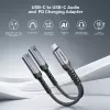 Unitek USB-C audio a nabíjací adaptér s 60W Power Delivery, 15 cm, Space Grey