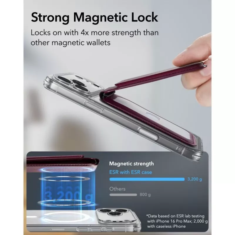 ESR Classic RFID magnetická peňaženka stojan MagSafe tmavá burgundská