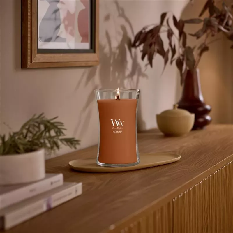 WoodWick Saffron Smoke veľká presýpacia sklenená sviečka 609,5g