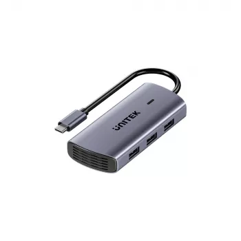 UNITEK USB-C 6-in-1 multiport hub | 3x USB-A 5Gbps | PD 100W | HDMI 4K@30Hz | RJ45 Gigabit Ethernet | Space Grey