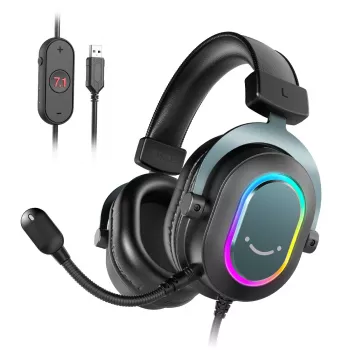 FIFINE H6 AmpliGame RGB 7.1 Surround Sound over-ear USB herný headset s odnímateľným mikrofónom, čierny