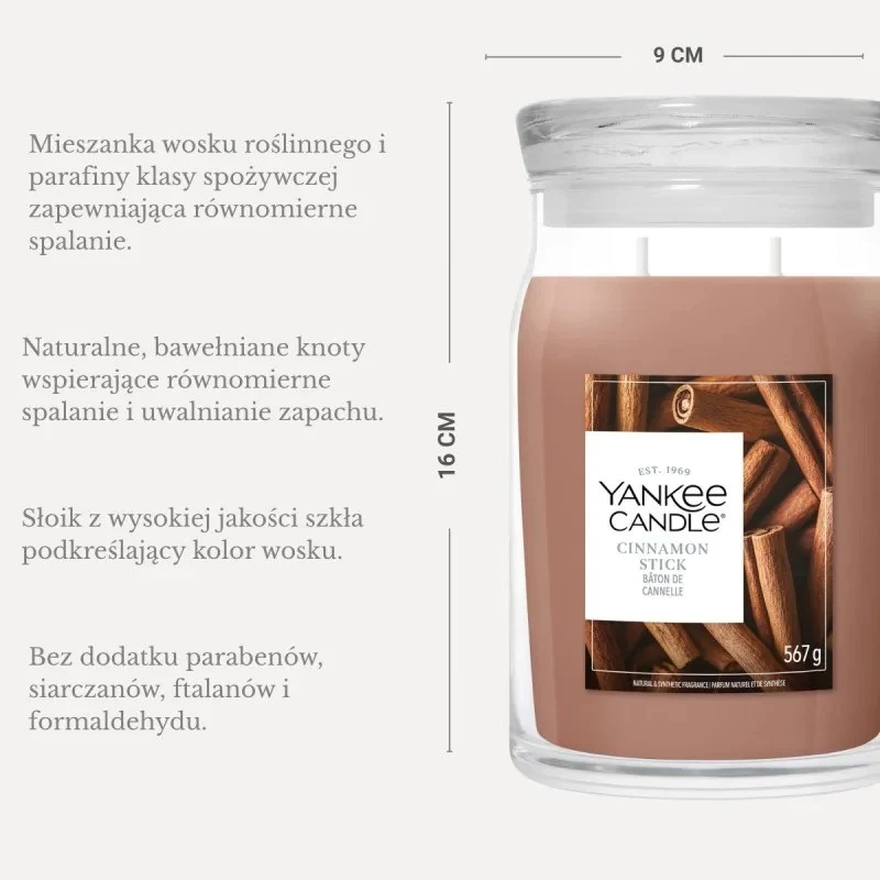 Yankee Candle Signature Cinnamon Stick veľká sviečka v nádobe 567g