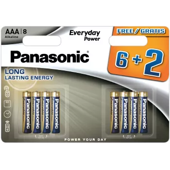 Panasonic Everyday Power AAA alkalické batérie LR03 8 balenie (6+2 ZDARMA)