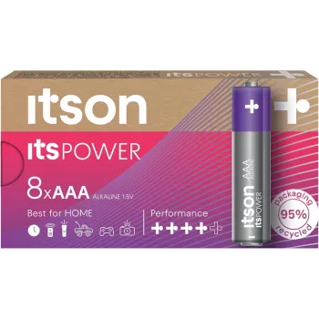 ITSON LR03IPO/8CB alkalické AAA batérie, 8 balenie, 1,5V, dlhá životnosť