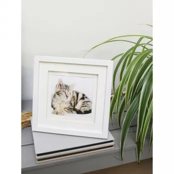 Deknudt S65KK1 biely drevený rám na obrázky 13x13 cm s dvojitým paspartom