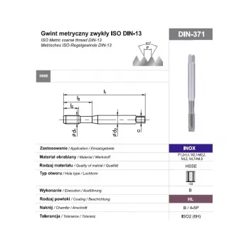 M10 strojný závitník DIN 371B 6H HSSE-PM HL INOX pre nerezovú oceľ