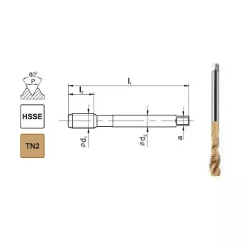 Strojný závitník M10x1 DIN 371 C R40 6H HSSE TiN 800X