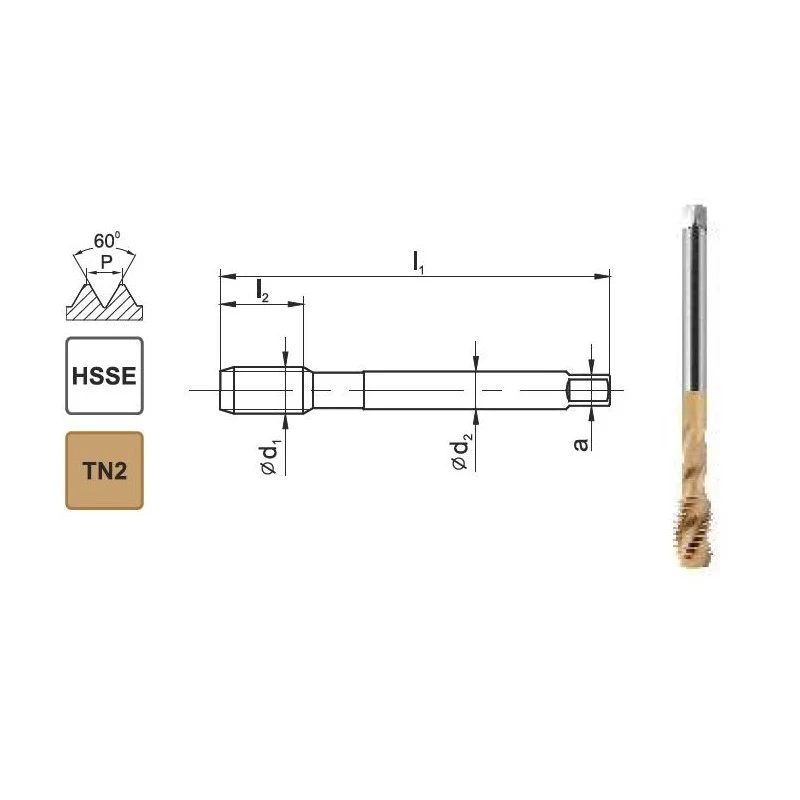Strojný závitník M10x1 DIN 371 C R40 6H HSSE TiN 800X