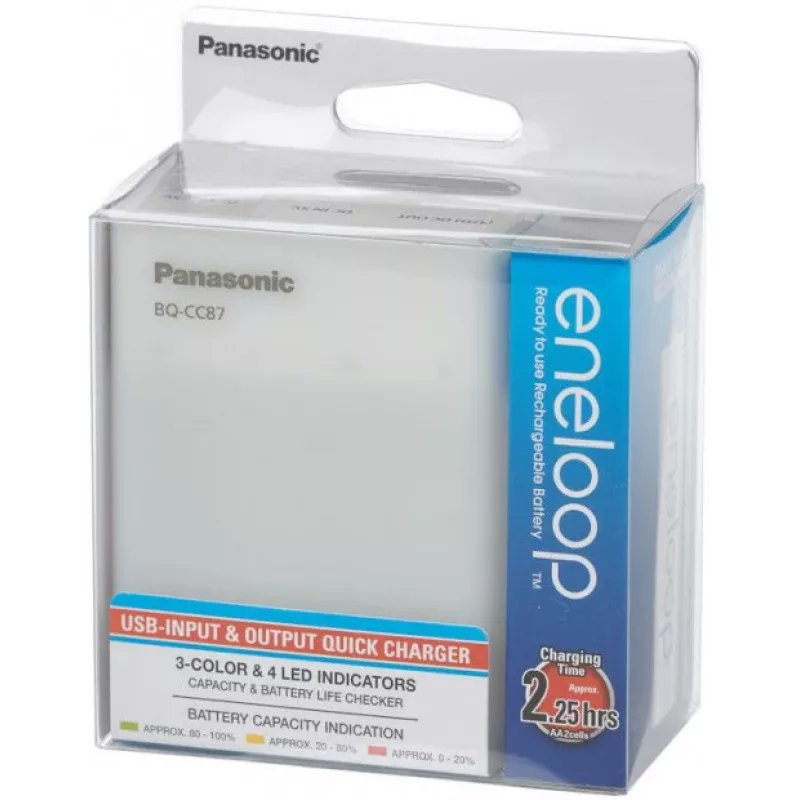 Panasonic eneloop BQ-CC87USB nabíjačka so 4 akumulátormi 1900 mAh (K-KJ87MCC40USB)