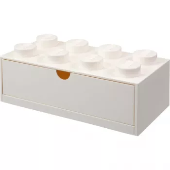 LEGO Brick 8 zásuvka na stôl biela úložná krabica s 8 výstupkami