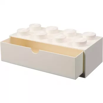 LEGO Brick 8 zásuvka na stôl biela úložná krabica s 8 výstupkami