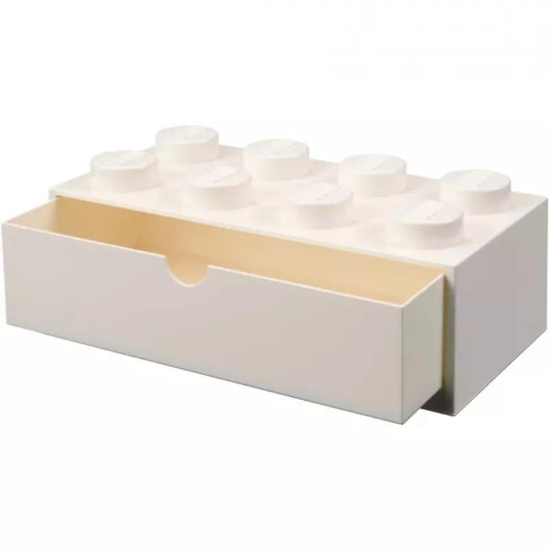LEGO Brick 8 zásuvka na stôl biela úložná krabica s 8 výstupkami