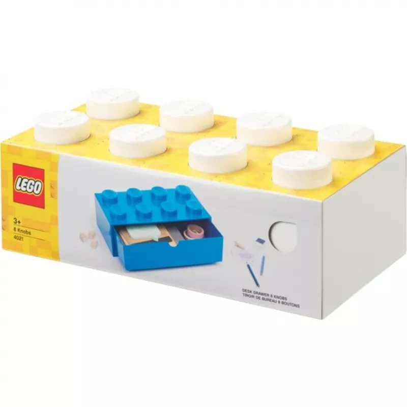 LEGO Brick 8 zásuvka na stôl biela úložná krabica s 8 výstupkami