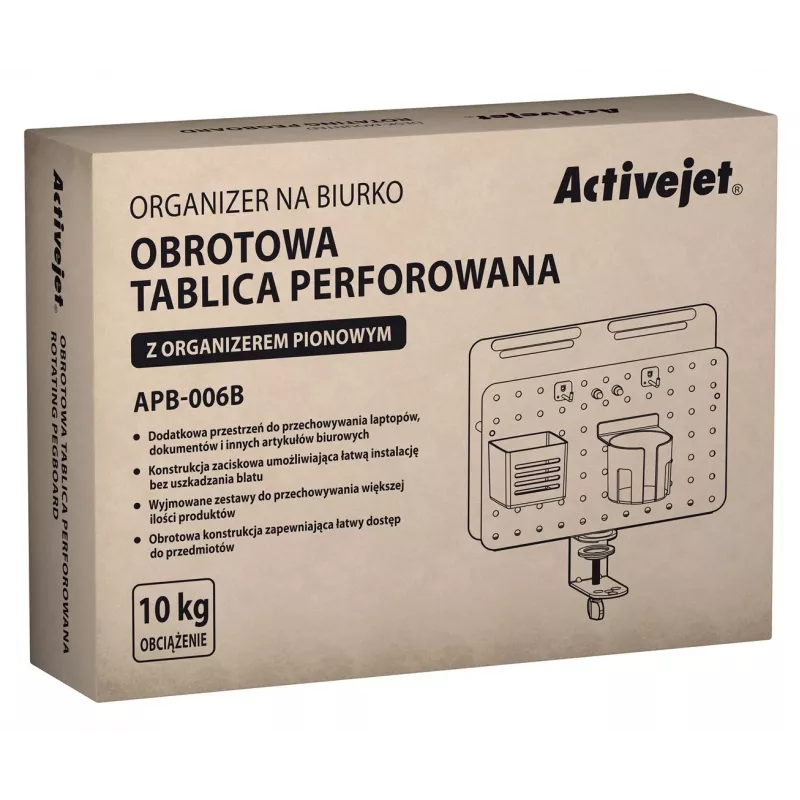 Activejet APB-006B otočný perforovaný organizér na stôl s vertikálnym držiakom dokumentov, čierny
