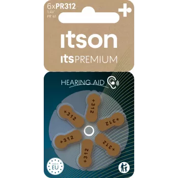 ITSON PR312(41)IT/6RM zinko-vzdušné batérie do načúvacích prístrojov veľkosť 312 (hnadá jazýček) – balenie 6 ks