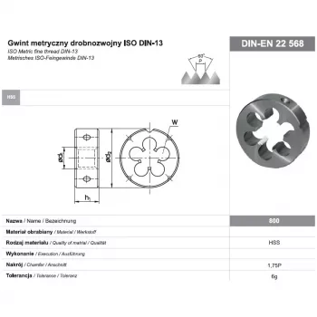 Okrúhle závitové očko M16x1 DIN-22568 (6g) HSS 800