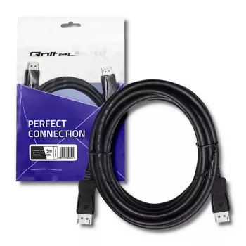 Qoltec DisplayPort v1.1 konektor samec-samec 4K kábel 5m čierny