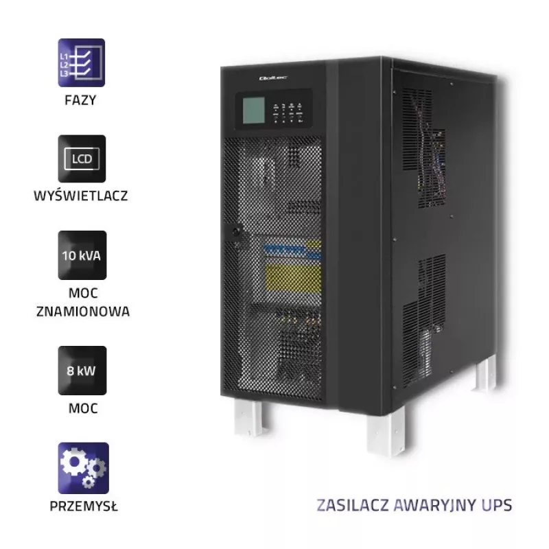Qoltec 53948 3-fázový online dvojkonverzný UPS 10kVA 8kW s LCD