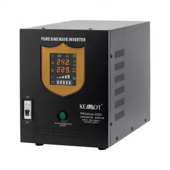 KEMOT PROsinus-2200 čistá sínusová UPS menič s nabíjačkou, 12V DC na 230V AC, 2200VA/1600W, Tower, čierna
