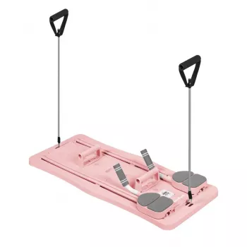 REBEL RBA-3069-PK 9-in-1 sada pilates tyče s odporovými gumami, držiakom na dvere, pútami na nohy a taškou – ružová