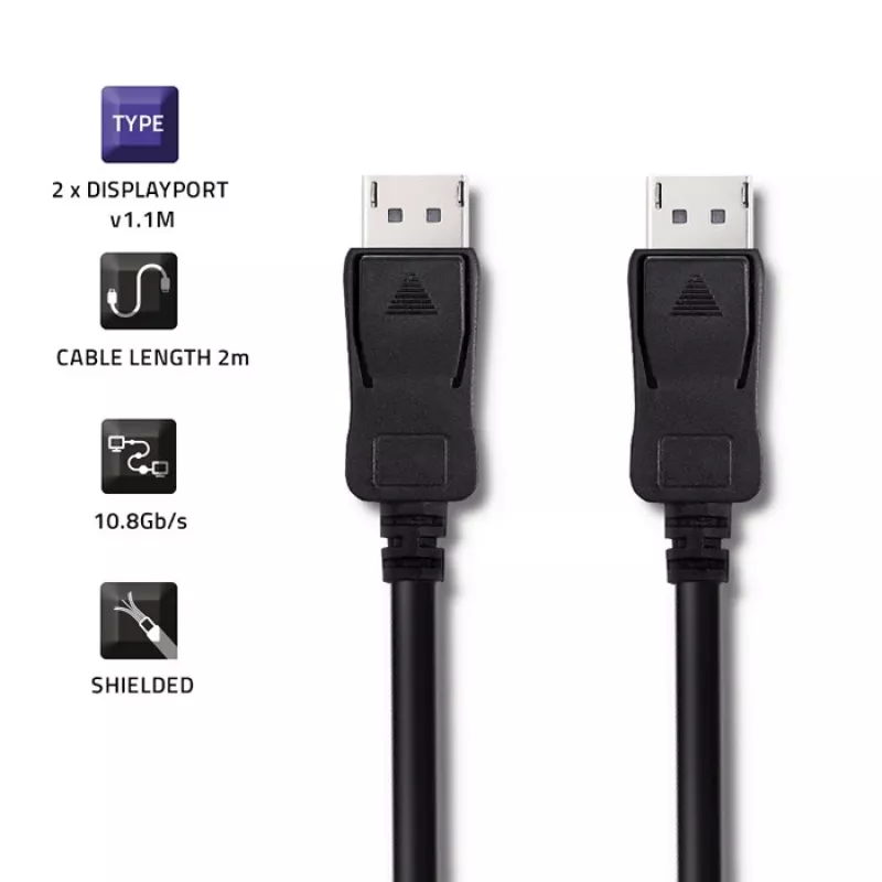 Qoltec DisplayPort 1.1 kábel, konektor samec na konektor samec, 4K, 2m, čierny