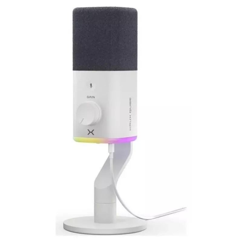 Krux Qube XLR/USB kondenzátorový mikrofón biely