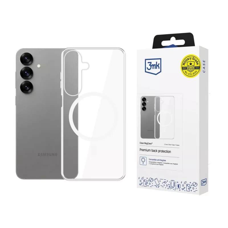 3mk Clear MagCase Samsung Galaxy S25 Transparentná MagSafe puzdro na telefón