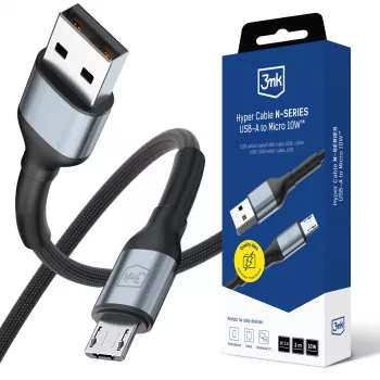 3mk Hyper Cable N-SERIES USB-A na Micro 3m QC 3.0 5V/2A 10W čierna