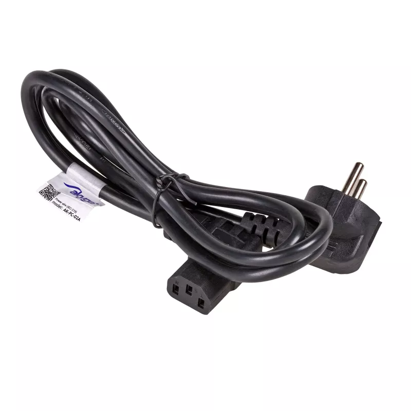 Akyga AK-PC-02A uhlový napájací kábel, CEE 7/7 na IEC C13 90°, 1,5 m, čierny