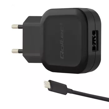 Qoltec 12W 5V 2.4A USB + USB-C nástenná nabíjačka