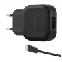 Qoltec 12W 5V 2.4A USB + USB-C nástenná nabíjačka