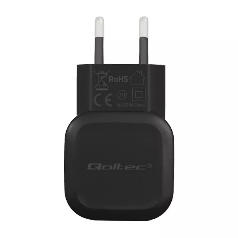 Qoltec 12W 5V 2.4A USB + USB-C nástenná nabíjačka