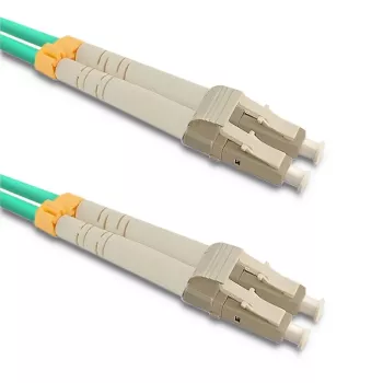 Qoltec 5m LC/UPC na LC/UPC duplex multimode OM3 optický patch kábel, tyrkysový