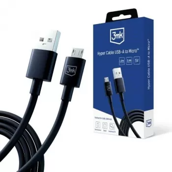 3mk Hyper Cable USB-A na Micro-USB 1,2m 5V 2,4A čierna
