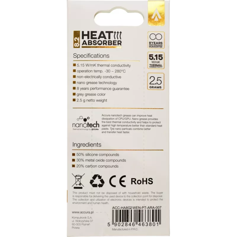Accura Heat Absorber 8.2 sivá 2 g teplovodivá pasta