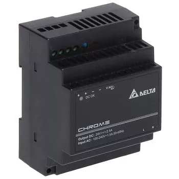 DRC-24V60W-1AZ 60W spínaný napájací zdroj na DIN lištu, 24V 2,5A, vstup 90-264VAC, plastové puzdro