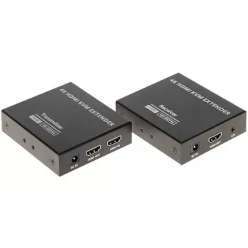 HDMI + USB KVM extender cez IP, 4K@30Hz, 120m, PoE, IR, kovový