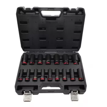AWTOOLS Black Line Sada úderových nástrčných kľúčov 1/2, 16 ks, 10-32 mm, dlhá