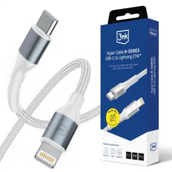 3mk Hyper Cable N-SERIES USB-C na Lightning 0,5m PD 3.0 9V/3A 27W biela
