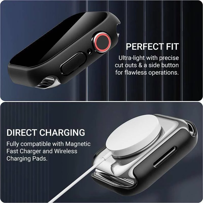 Crong Hybrid Watch Case s tvrdeným sklom pre Apple Watch 40mm - Starlight