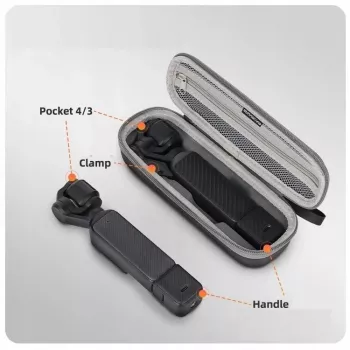 SUNNYLIFE pevný kufrík s karabínou pre DJI Osmo Pocket 4 / 3 - sivý