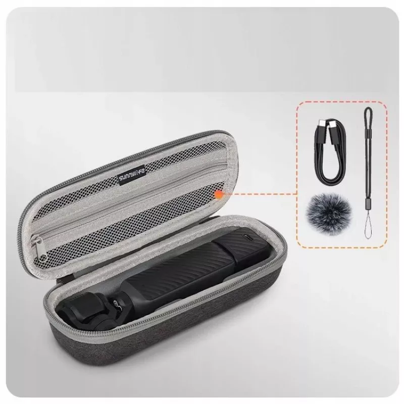 SUNNYLIFE pevný kufrík s karabínou pre DJI Osmo Pocket 4 / 3 - sivý