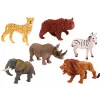 LEAN TOYS Sada 6 figúrok divých zvierat, slon, lev, nosorožec, tiger, zebra, žirafa