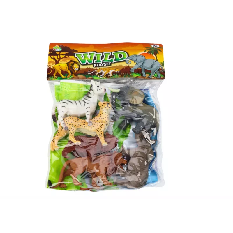 LEAN TOYS Sada 6 figúrok divých zvierat, slon, lev, nosorožec, tiger, zebra, žirafa