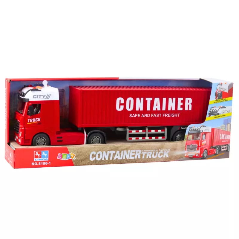 LEAN TOYS Nákladné auto s kontajnerom svetlo zvuk červené