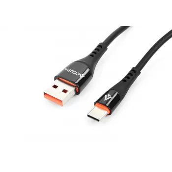 Accura USB-A na USB-C 2,0m pogumovaný kábel 5V/2A čierny