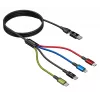 Accura 8-in-1 multi nabíjací kábel USB-A/USB-C na 2x USB-C, Lightning, Micro USB, 3.0A, 1,2m, čierny